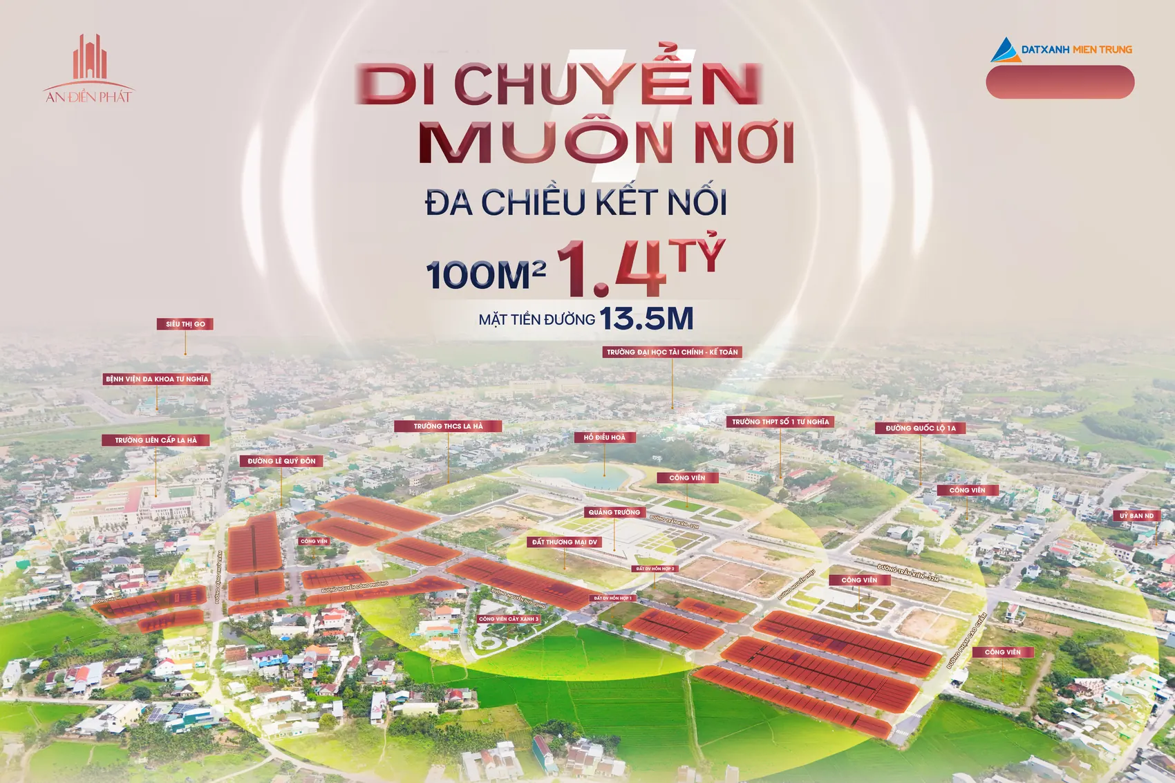 Ảnh thực tế từ trên cao: vị trí An Điền Phát và các tiện ích hiện hữu quanh dự án