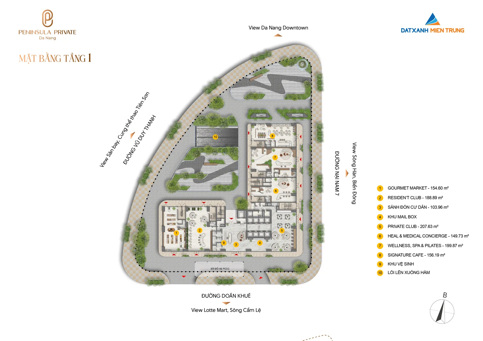 Mặt bằng tầng 1 Peninsula Private Đà Nẵng