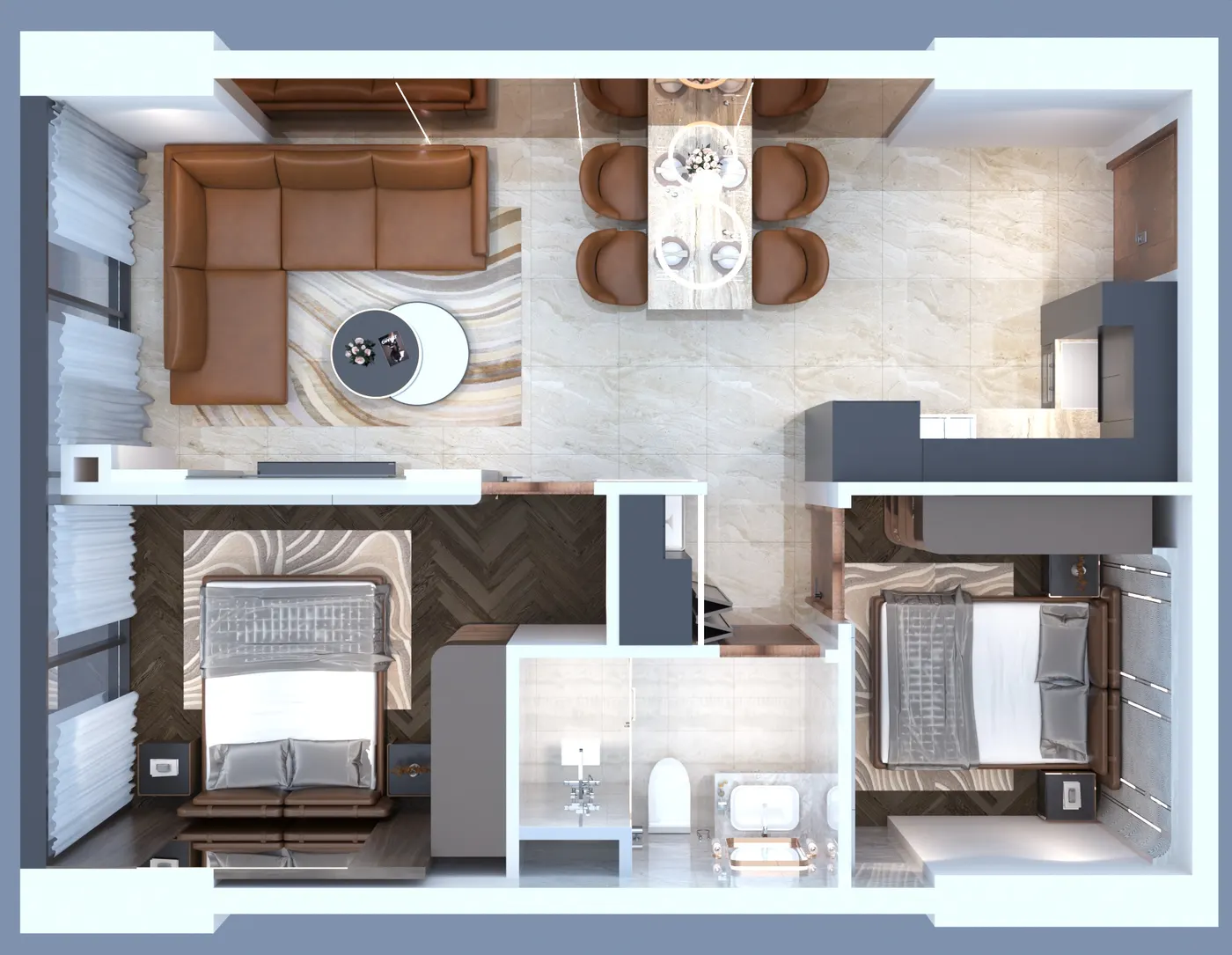 Mặt bằng minh họa căn 1PN+1